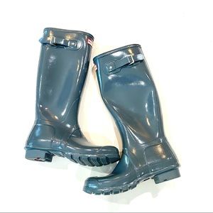 Size 7 Hunter Womens Original Tall Gloss Gull Grey